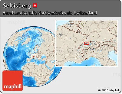 Shaded Relief Location Map of Seltisberg