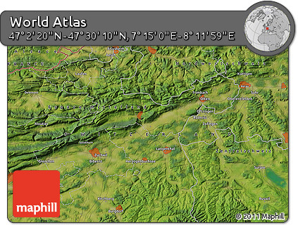 Satellite Map of the Area around 47° 16' 15" N, 7° 43' 29" E