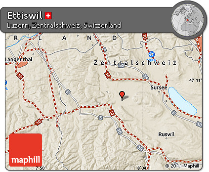 Shaded Relief Map of Ettiswil