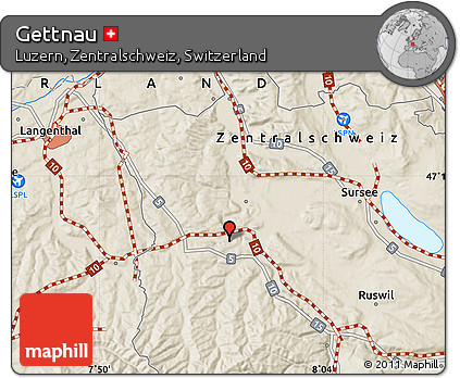 Shaded Relief Map of Gettnau