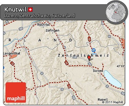 Shaded Relief Map of Knutwil
