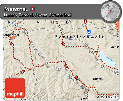 Shaded Relief Map of Menznau