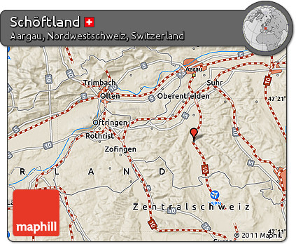 Shaded Relief Map of Schöftland