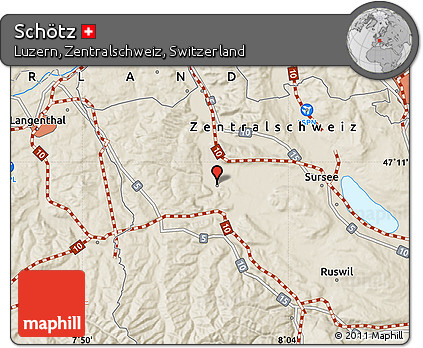 Shaded Relief Map of Schötz