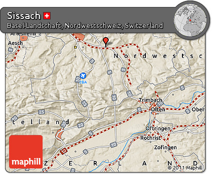 Shaded Relief Map of Sissach