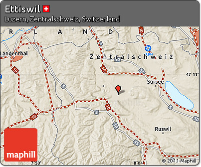 Shaded Relief Map of Ettiswil