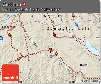 Shaded Relief Map of Gettnau
