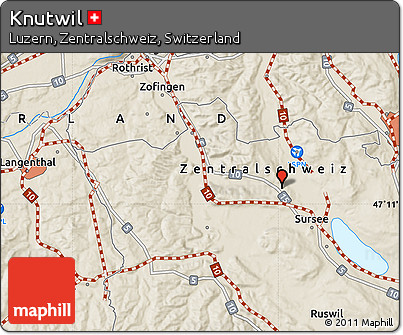 Shaded Relief Map of Knutwil