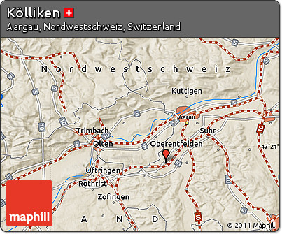Shaded Relief Map of Kölliken