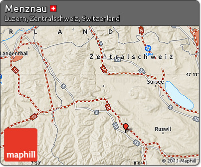 Shaded Relief Map of Menznau