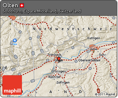 Shaded Relief Map of Olten