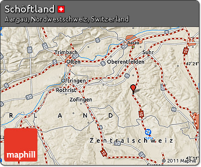 Shaded Relief Map of Schöftland