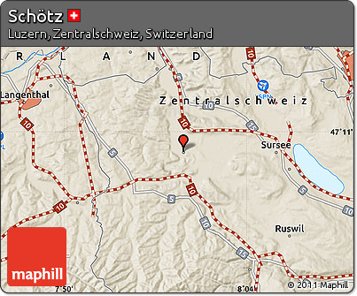 Shaded Relief Map of Schötz
