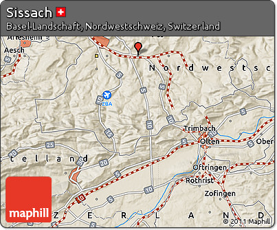 Shaded Relief Map of Sissach