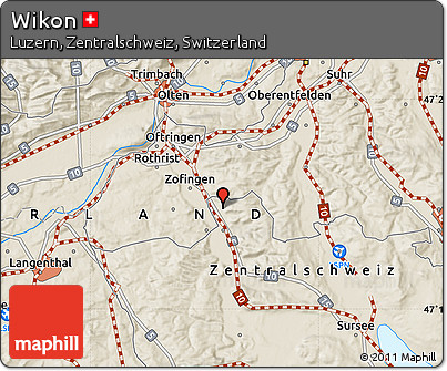 Shaded Relief Map of Wikon