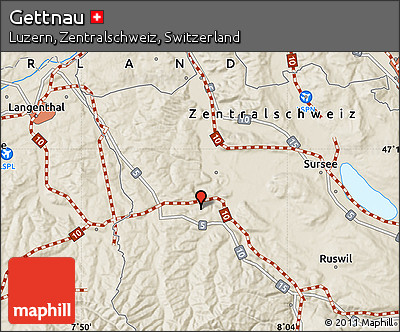 Shaded Relief Map of Gettnau