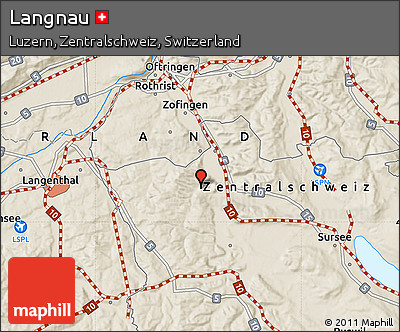 Shaded Relief Map of Langnau