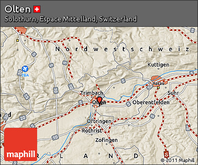 Shaded Relief Map of Olten