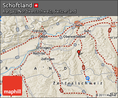 Shaded Relief Map of Schöftland