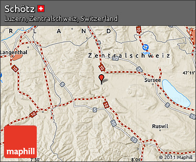 Shaded Relief Map of Schötz