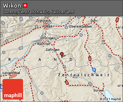 Shaded Relief Map of Wikon