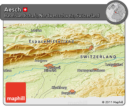 Physical Panoramic Map of Aesch