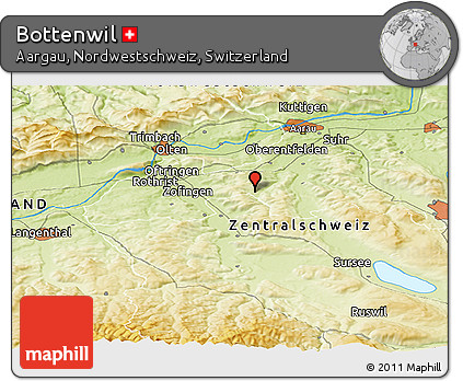 Physical Panoramic Map of Bottenwil