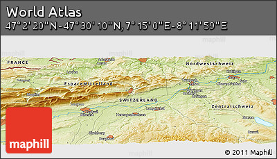 Physical Panoramic Map of the Area around 47° 16' 15" N, 7° 43' 29" E