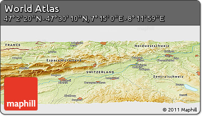 Physical Panoramic Map of the Area around 47° 16' 15" N, 7° 43' 29" E