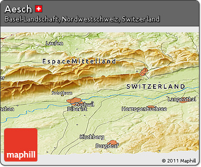 Physical Panoramic Map of Aesch