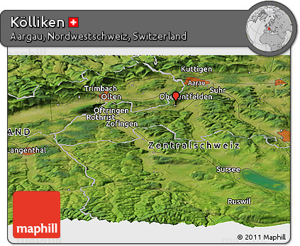 Satellite Panoramic Map of Kölliken