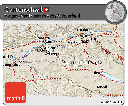 Shaded Relief Panoramic Map of Gontenschwil