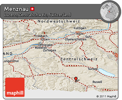 Shaded Relief Panoramic Map of Menznau
