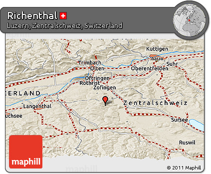 Shaded Relief Panoramic Map of Richenthal