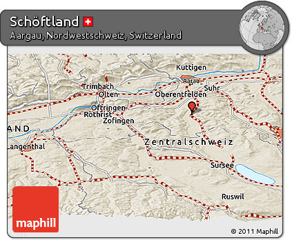 Shaded Relief Panoramic Map of Schöftland