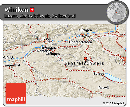 Shaded Relief Panoramic Map of Winikon