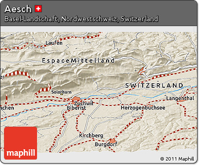 Shaded Relief Panoramic Map of Aesch