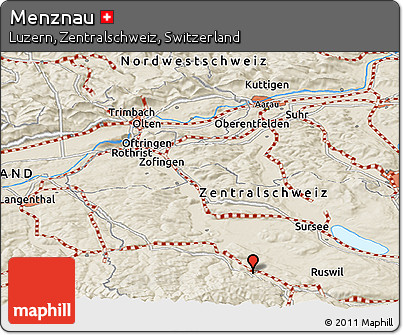 Shaded Relief Panoramic Map of Menznau
