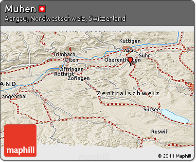 Shaded Relief Panoramic Map of Muhen