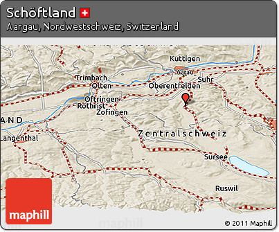 Shaded Relief Panoramic Map of Schöftland