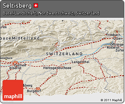 Shaded Relief Panoramic Map of Seltisberg
