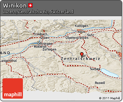 Shaded Relief Panoramic Map of Winikon