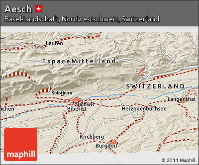 Shaded Relief Panoramic Map of Aesch