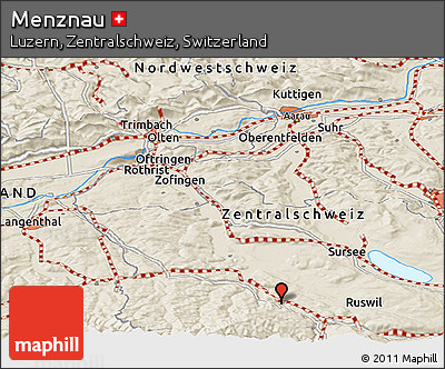 Shaded Relief Panoramic Map of Menznau