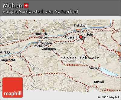 Shaded Relief Panoramic Map of Muhen