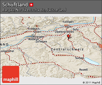 Shaded Relief Panoramic Map of Schöftland