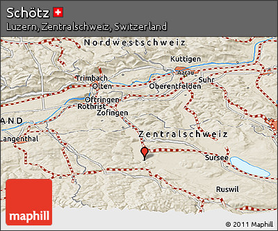 Shaded Relief Panoramic Map of Schötz