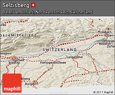 Shaded Relief Panoramic Map of Seltisberg
