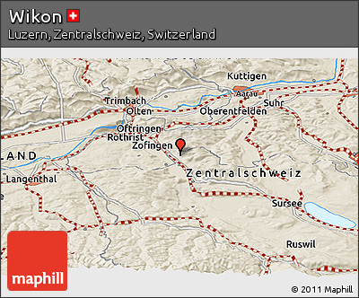 Shaded Relief Panoramic Map of Wikon