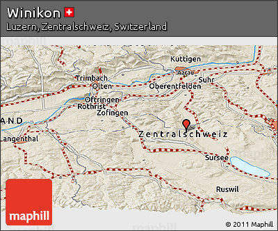 Shaded Relief Panoramic Map of Winikon